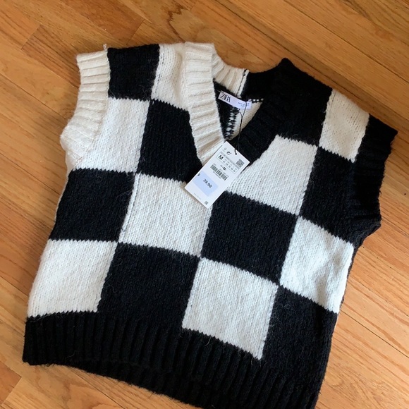 Zara | Sweaters | Nwt Zara Plaid Knit Vest | Poshmark